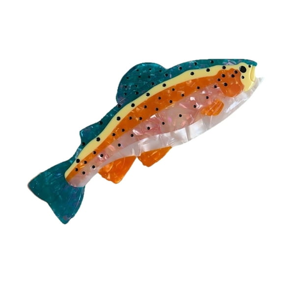 Huhudde Popular Acetate Fish Shape Hair Claw Clip for Women Unique Colorful Designs Strong Grip Hair Holder for Spring Vacation
