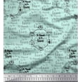 thumbnail image 1 of Soimoi Green Cotton Voile Fabric To Travel Is To Live Text Printed Fabric 1 Yard 42 Inch Wide, 1 of 1