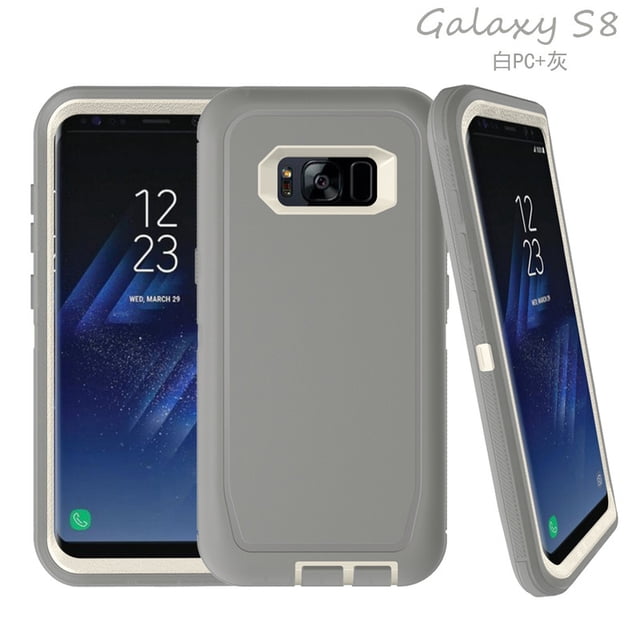 Mobile Xcessories - Grey Samsung Galaxy S8 Case Only Military-Grade/Dust/Drop Shockproof 3-Layer Full Body Ultra Rugged Scratch Resistant Wireless Charging Heavy Duty Cover Case