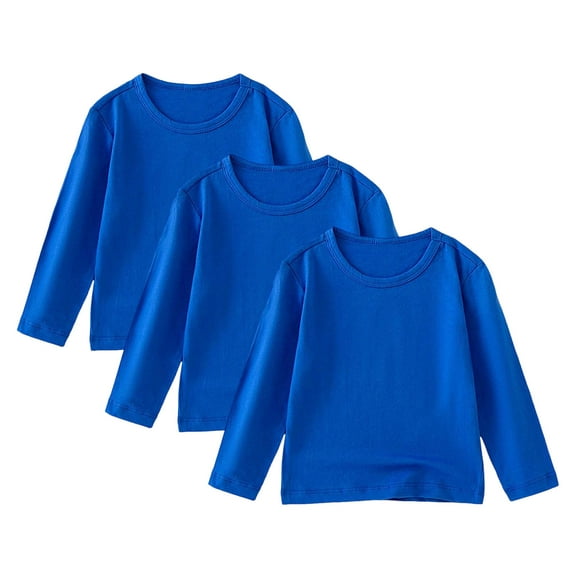 Qopobobo Long Sleeve Shirt Long Sleeve Boys Shirts Boys Kids Tee Shirt Long Sleeve Crewneck Basic T-Shirt Top for Toddlers Youth Blue,11-12 Years