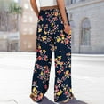 thumbnail image 5 of Roncen Women's Printed Wide Leg Pants - Casual Elastic Waist with Drawstring, Side Slits & Pockets, 5 of 9