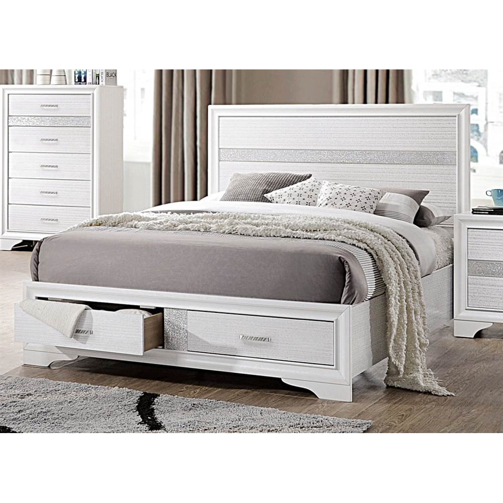 Contemporary White Queen Storage Bed (Cal king: 88.25 in. L x 74.75 in