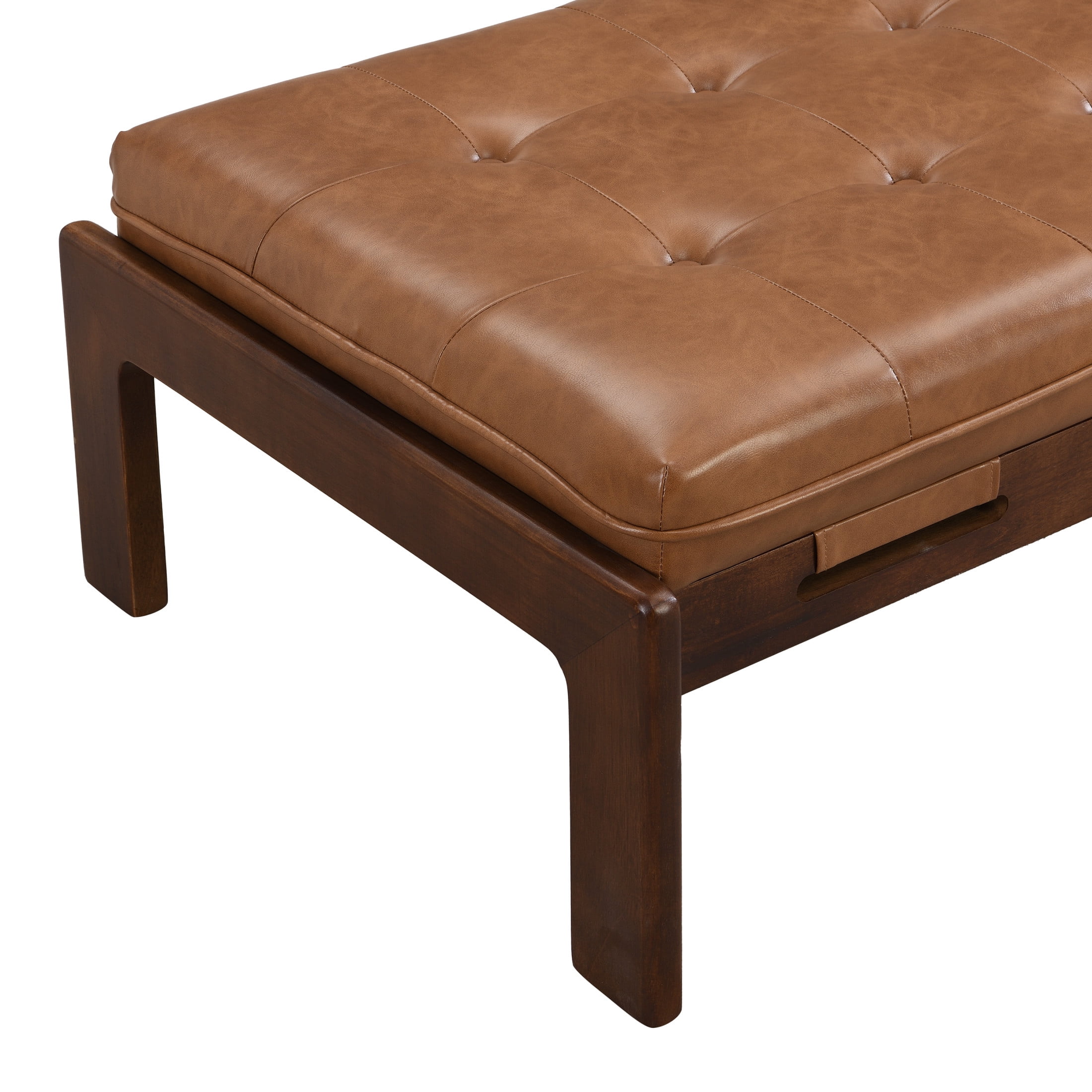 Christopher Knight Home Modern 48.4" Ottoman Bench, PU Leather Button-Tufted Cocktail Ottoman, Brown