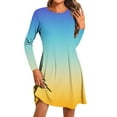 thumbnail image 2 of Jjayotai Spring Dresses Clearance, Long Sleeve Round Neck Cute Trendy Casual Sundress, Gradient T-Shirt Dress, Basic Clothing, Plus Size Swing Dresses Multicolor-4 L, 2 of 5