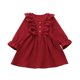 thumbnail image 1 of Vestido Para NiñAs Color SóLido O-Cuello Flor Manga Larga Volante Vestido Con BotóN Abierto XBTCLXEBCO Rojo;3-4 Años, 1 of 2