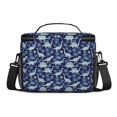 thumbnail image 3 of Dinosaur and Leaf Navy Blue Pattern Insulated Lunch Box for Women Men, Medium Leakproof Cooler Bag with Adjustable Strap, 10"x6.7"x8", 3 of 6