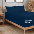 thumbnail image 2 of Royale Linens Extra Deep Pocket Full Fitted Sheet Only - Soft Navy Full Size Fitted Sheet Deep Pocket - Fits 18 inch to 24 inch Thick Mattress - Fitted Sheet Only - Elastic Sheet (Full, Navy), 2 of 9