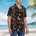 thumbnail image 3 of Balery Modern Golden Butterfly Camisas hawaianas de manga corta para hombre, camisas playeras de corte holgado, camisas de vacaciones con botones,3X-Large, 3 of 7