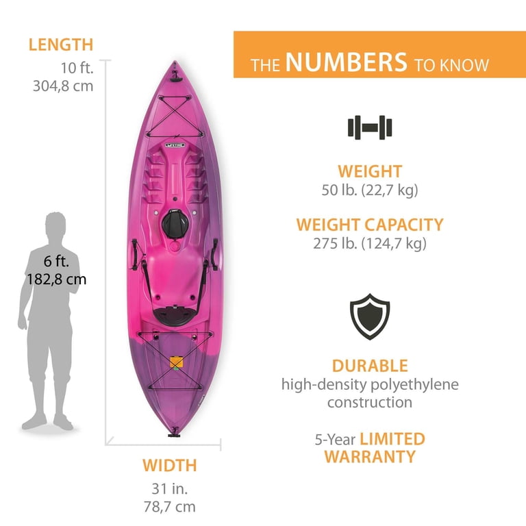 Lifetime Tamarack 10ft Kayak 2-Pack, Fusion Orchid, UV-protection