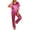 Rose Red, variant on DAKIMOE Silk Satin Pajamas Set for Women Two-Piece Short Sleeve Shirt with Long Pajama Pant Set Soft Button Down Loungewear Nightwear Pjs Sleepwear for Women