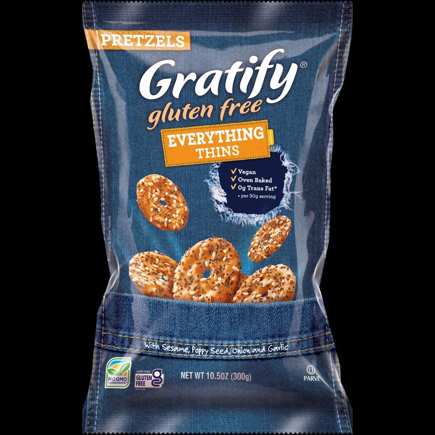 Gratify Gluten Free Everything Pretzel Thins, 10.5 Oz.