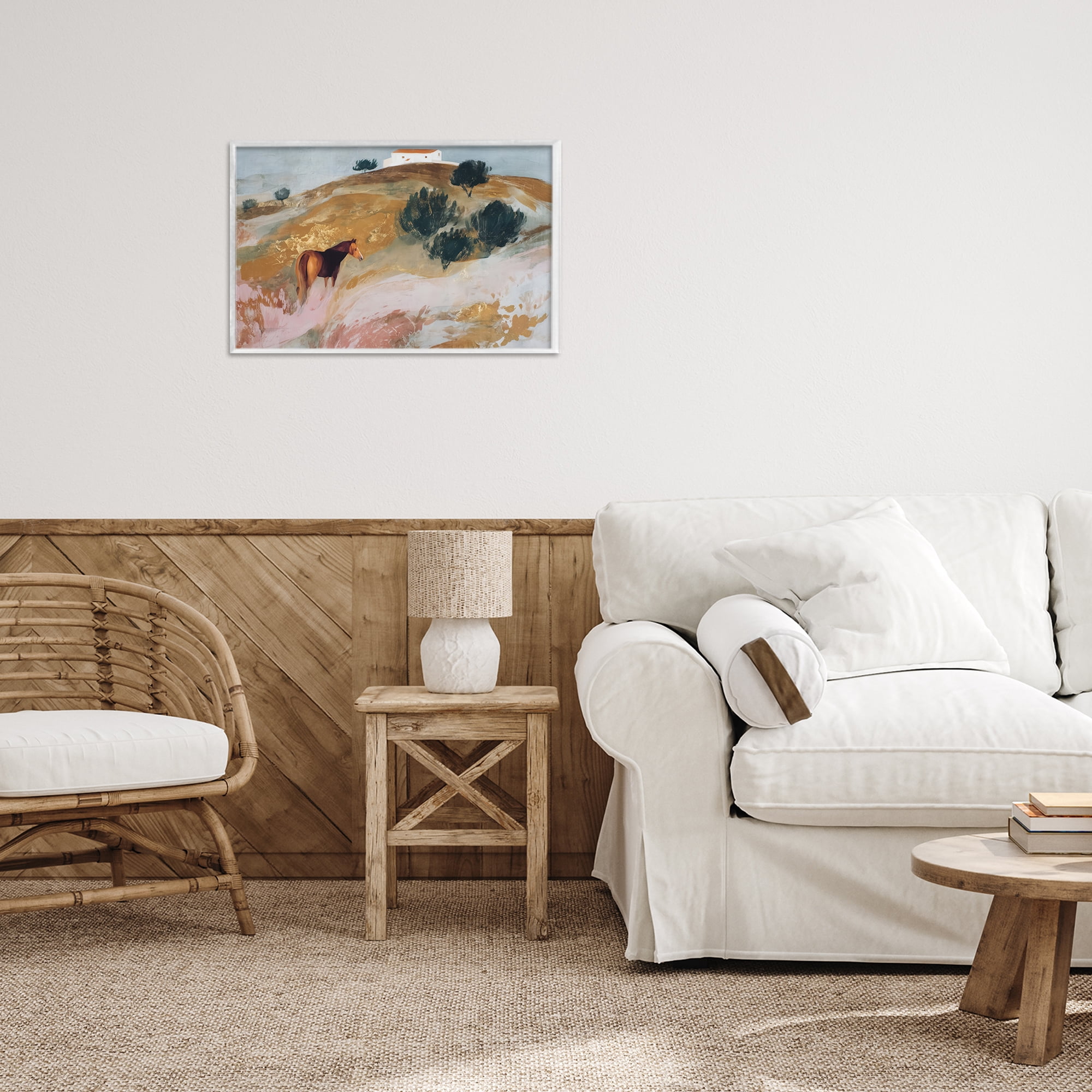 Stupell Industries Horse in Tuscan Countryside White Framed Giclee Art, design by Chromatic Storm Studio