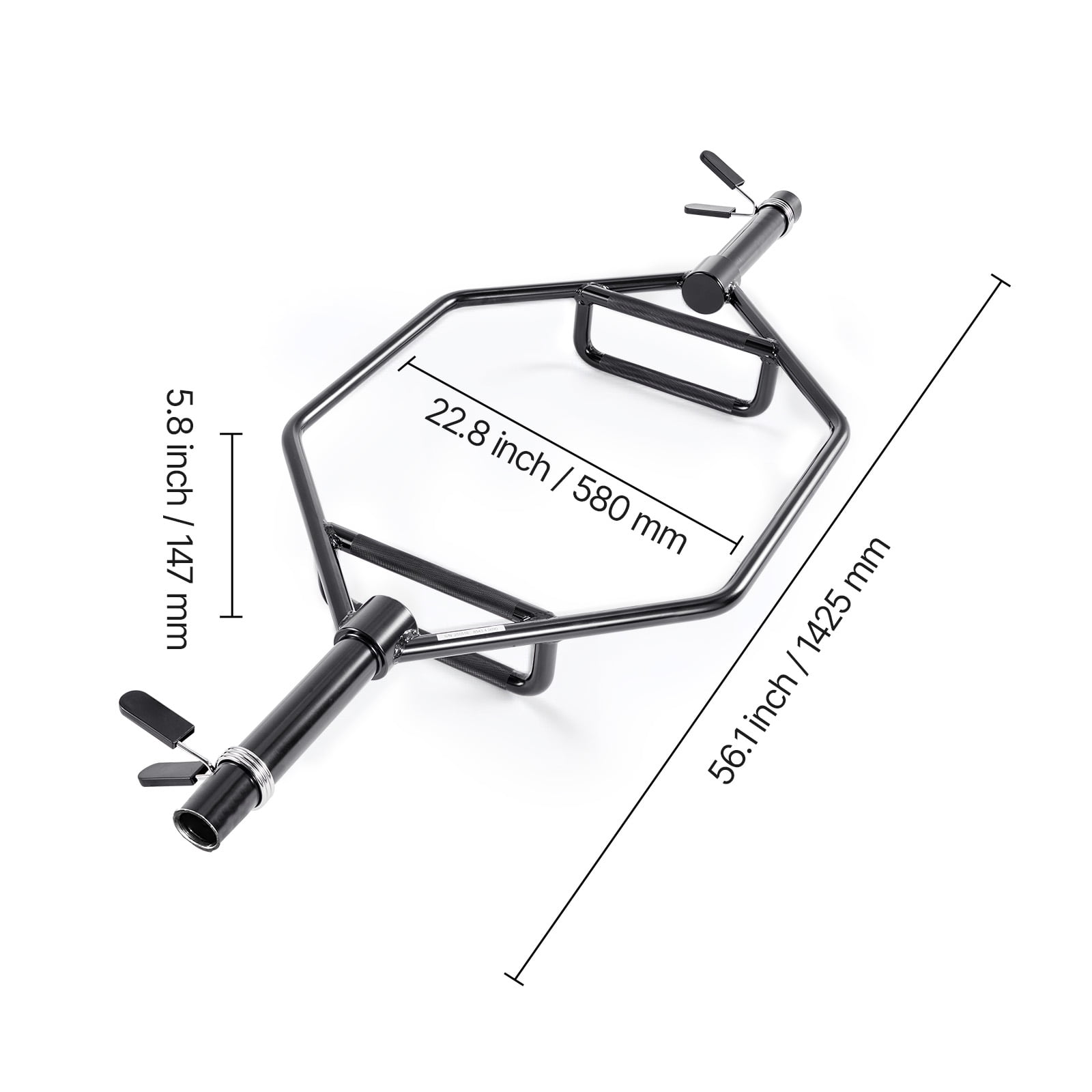 KFFKFF Hex Barbell with 2-Inch Diameter, 800 LBS Load Capacity, Knurled Handles for Enhanced Grip, Ideal for Weightlifting, Strength Training, Squats, Deadlifts, and Shoulder Presses, Black