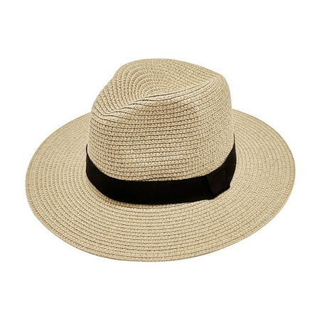 Alkepwun Sun Hats for Men Wide Brim Straw Summer Beach Sun Panama Hat Unisex Lightweight Breathable Travel Foldable Bucket Cap