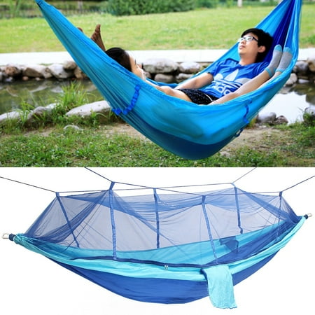 Double Hanging - portable double person travel camping hammock swing hanging bed w/ mosquito net