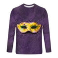 thumbnail image 5 of UVEASISHA Long Sleeve Mardi Gras Shirts for Men Big and Tall Trendy Mask Print Graphic Tees Slim Fit Casual Crewneck Pullover Gym Muscle Tshirt Hot Pink M, 5 of 5