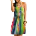 thumbnail image 3 of Vestido corto con estampado tie-dye Vestido plisado sin mangas, naranja azul, XXL Monstrate AP002087-37, 3 of 7