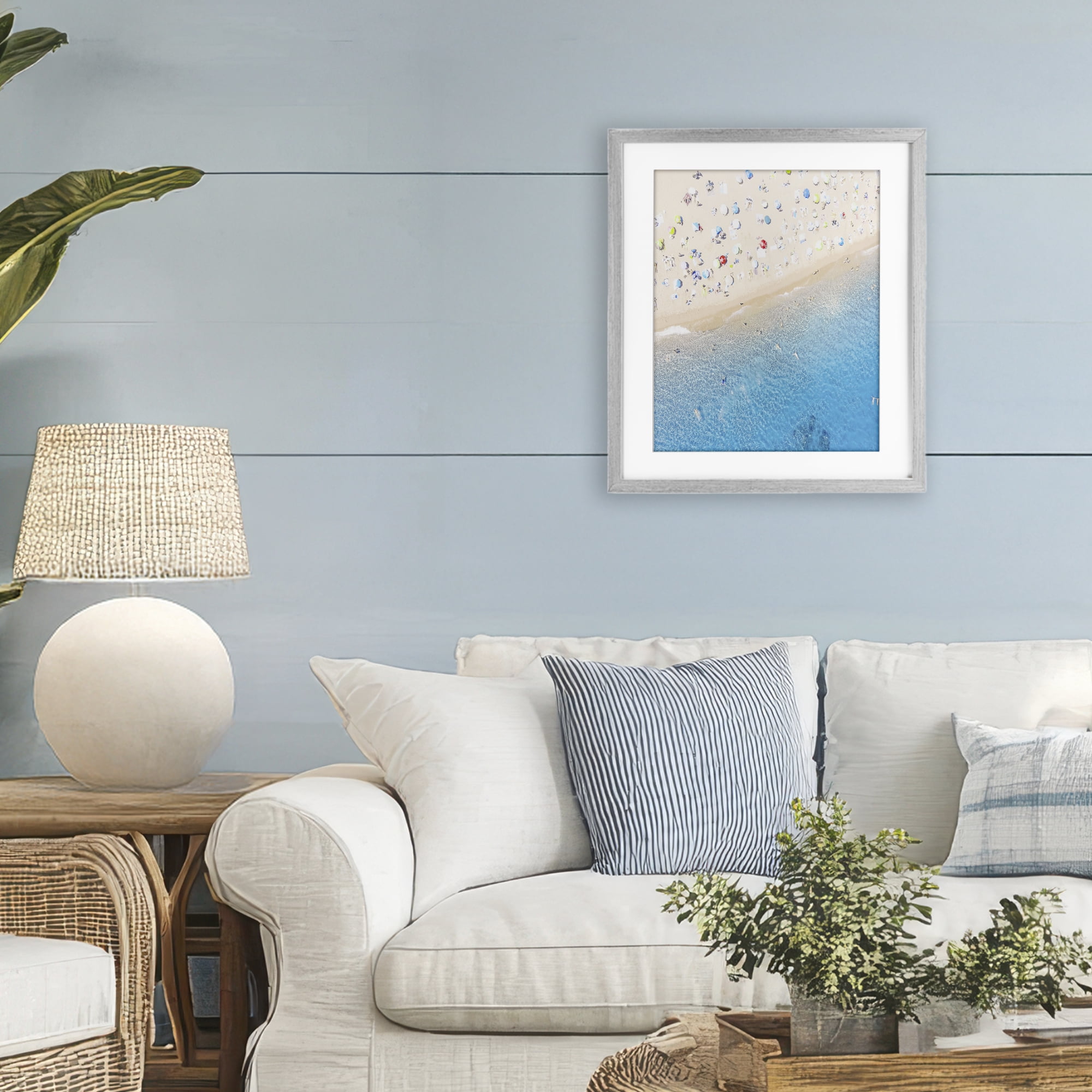 Stupell Industries Happy Beach in Summer Gray Framed Print Under Glass, design by Leah Straatsma