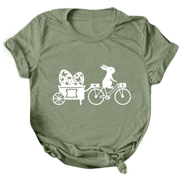 Pxiakgy Liquidation! T-Shirts de Pâques Col Rond pour Femmes Joyeuses Pâques Lapin avec Lunettes Blouse Décontractée Graphique Printemps Hauts Colorés Tee Femmes Topseaster Manches Courtes Chemise Décontractée Mode Verte m