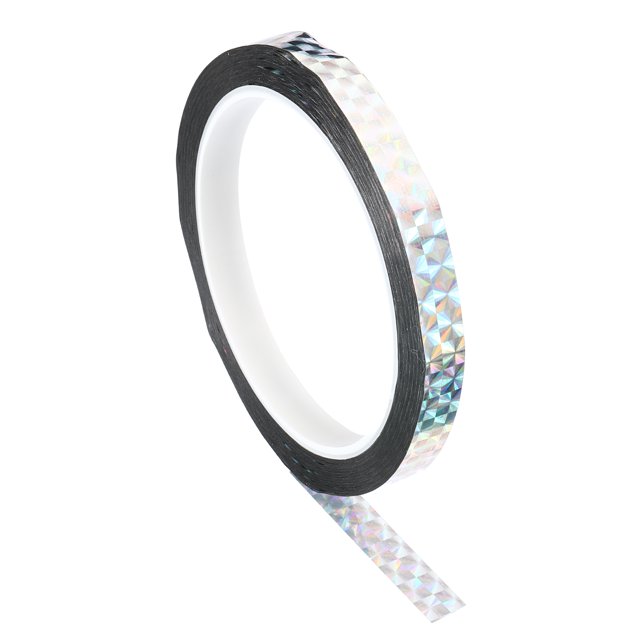 Uxcell 10mmx50m Prism Tape Holographic Reflective Self Adhesive Decor, Silver