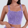 thumbnail image 2 of vigerkar Womens Denim Stretchy Vest Square Neck Sleeveless Tight Causal Basic Jean Tank Tops Summer Trendy (Light Purple, S), 2 of 7
