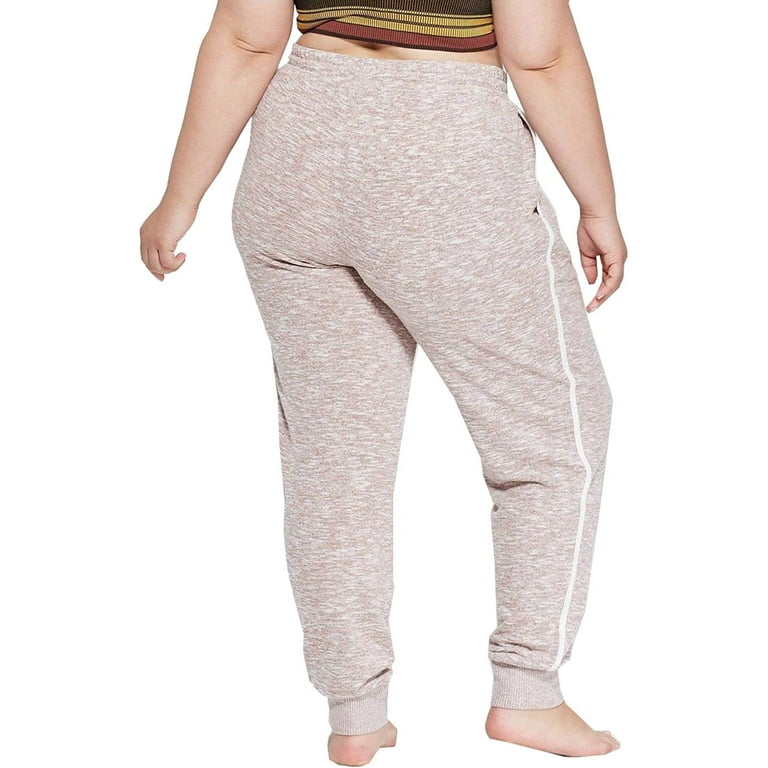 Colsie Plus Lounge Set 2 Pc Jogger Pants and Top, Pink Heather, 1X