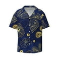 thumbnail image 2 of Lsque Vintage Golden Butterfly print Men's Cuban Collar Short Sleeve Shirt Summer Beachwear Casual Button Down Fashionable Vacation Leisure Shirt-XX-Large, 2 of 7