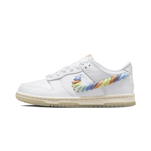 NIKE GRADE SCHOOL Dunk Low SE GS "Rainbow Lace Swoosh White" FN4861 100 FN4861 100 from Stadium Goods