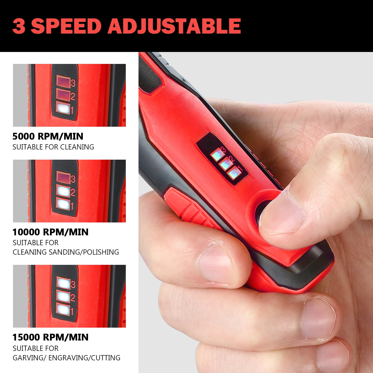 ‎Power Rotary Tool Kit, 3.7V Cordless Mini Grinder Multi-Tool Set for Drilling Grinding Polishing Engraving and Cutting, Red