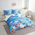 thumbnail image 3 of Feelyou Watercolor Butterflies Twin Bedding Sets 7pcs for Girls, Insects Animals Bedding Comforter Set, Blue Sky Sheet Sets, 3 of 8