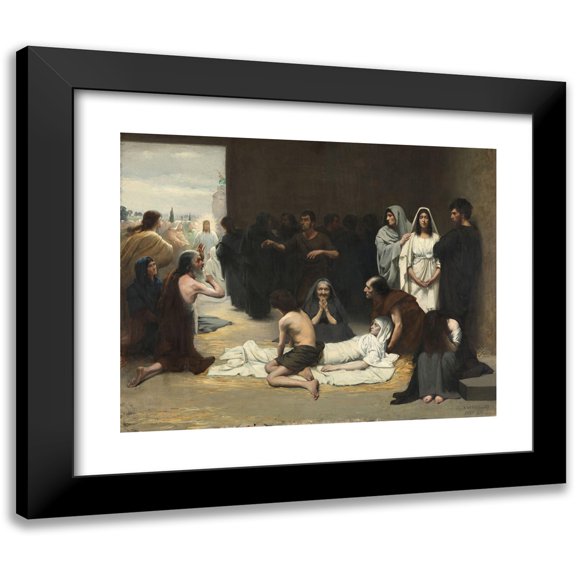 Asta Nørregaard 14x12 Black Modern Framed Museum Art Print Titled - Waiting for Christ (1881)