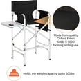 thumbnail image 2 of 30" Tall Directors Chair Black Folding with Side Table Storage Bag,Portable Makeup Artist Bar Height, Aluminum Frame 300 lbs Capacity, 19.2" D x 23.6" W x 45.6" H, 2 of 17