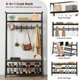 thumbnail image 5 of Coat Rack Shoe Bench with 6 Hooks, Entryway Hall Trees with Storage, 4-in-1 Hall Trees Shoe Bench with Metal Frame for Entryway, Living Room, Bedroom, Brown, 5 of 7