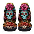 thumbnail image 5 of FOR U DESIGNS Sugar Skull Rose Pattern Car Seat Cover Auto Cushion Cover Car Interior Decoration Bucket Seat Cover, Vehicle/Suv/Truck Seat Cover Universal Fit, Pack of 2, 5 of 7