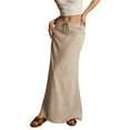 thumbnail image 4 of Jdkau Maxi Skirts for Women Cotton Linen Drawstring A-Line Casual Loose Flowy Long Beach Skirt Summer Skirts for Women（Beige,S）, 4 of 9