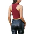 thumbnail image 3 of Allegra K Women's Racerback Vest Sleeveless Cropped Button Front Dressy Casual Waistcoat M Burgundy, 3 of 6