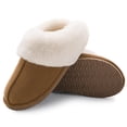 thumbnail image 4 of Comwarm Fuzzy House Slippers for Women Fluffy Memory Foam Suede Slippers with Faux Fur Collar Indoor Outdoor,Chestnut, 4 of 9