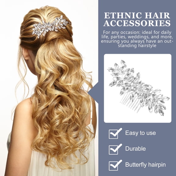 HEANUJJ Bridal Silver Rhinestone Hair Comb Side Clip for Wedding and Formal Occasion