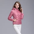thumbnail image 2 of Ikevan Women Light Outerwear Solid Hooded Zippers Pocket Coat Down Jackets, 2 of 6