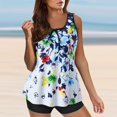 thumbnail image 1 of Junior Women's Geometric Beach Tankini Two-Piece Swim Set Low Back Low Waist, 1 of 10