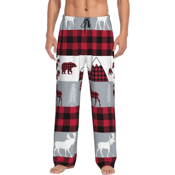 Balery Buffalo Plaid Forest Pantalones de pijama para hombre, pijama ultraligero, pantalón de descanso-Medium