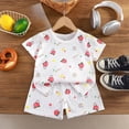 thumbnail image 2 of NIEWTR Baby Toddler 2-Piece Loungewear Short Sleeve Top and Pull-on Shorts Soft Pajamas Set for 6 12 18 24 Months 2T 3T Casual Summer(A-Pink,6-12 Months), 2 of 4