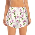 thumbnail image 4 of Lsque Tulips Flowers Printed Women's Running Shorts with Liner Pockets,Elastic Quick Dry Workout Athletic Gym Yoga Shorts,Womens High Waist Shorts-Large, 4 of 9
