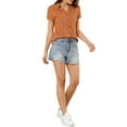 thumbnail image 2 of DARING DIVA Women's Casual Boyfriend Plaid Button Down Flannel Shirt M Orange, 2 of 7