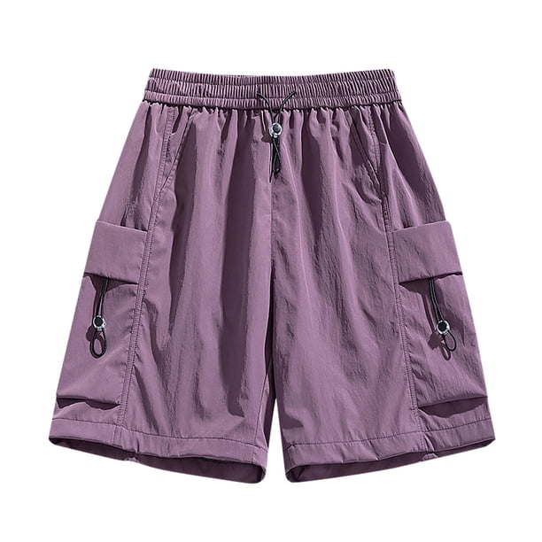 pstuiky Pantalones cortos de gimnasio, Pantalones cortos de verano para hombre, informales y cómodos, con bolsillo y cintura elástica y cordón ajustable. Pantalones cortos cargo