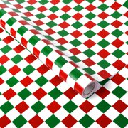 1 Roll Christmas Gingham Plaids Wrapping Paper Roll - Mini Roll - 17 In x 33 Ft - Red Green Buffalo Plaids Gift Wrap Paper for Christmas Winter Party Supplies