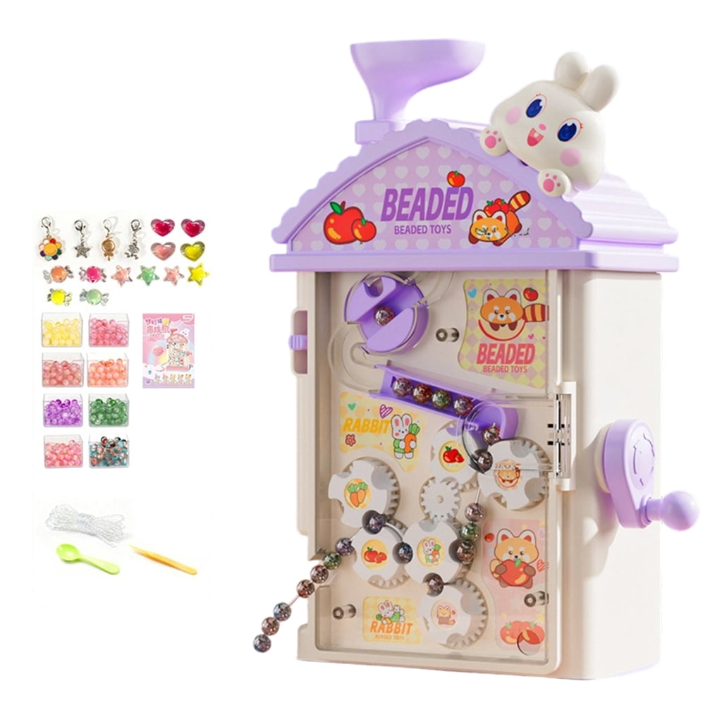 Miiottaa DIY Handmade Jewelry Set Kids Automatic Bead Threader 400 Beads 8 Color Craft