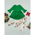thumbnail image 2 of FOCUSNORM Girls Christmas Tracksuit, Frilly Pullover + Cartoon Pants + Scarf, 2 of 9