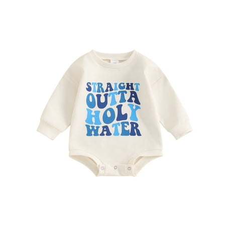 

Suealasg Newborn Baby Boys Girls Sweatshirt Rompers 3 6 12 18 Months Infant Long Sleeve Letters Print Bubble Romper Bodysuit Fall Winter Clothes