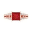 thumbnail image 2 of 2.43ct princess cut tourmaline 18k rose gold Bridal Wedding Engagement Promise Anniversary Ring for Women size 8.75, 2 of 7